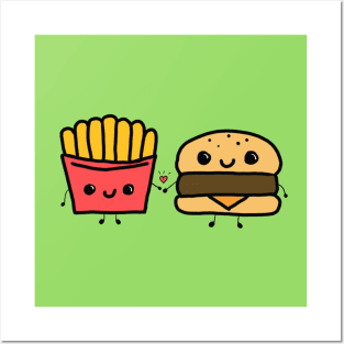 Kawaii fries and burger Posters and Art